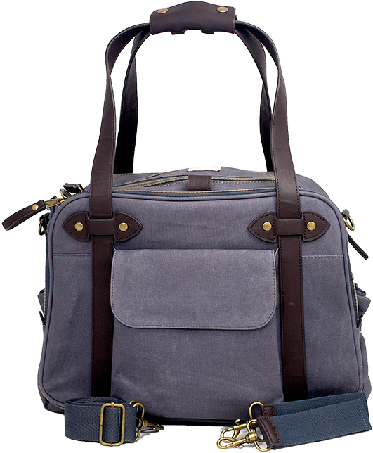 Special Edition Waxed Charcoal Charlie Diaper Bag w/ Brown Handles