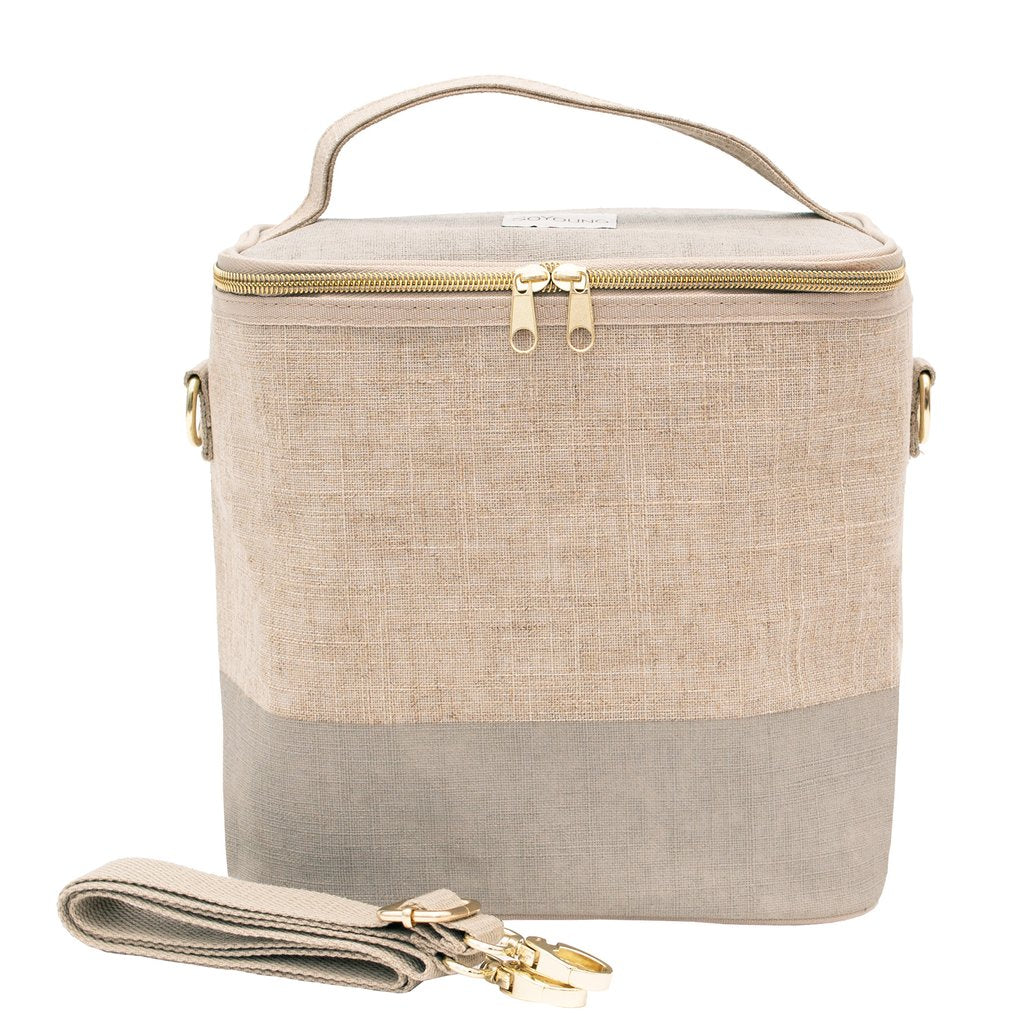 Linen - Cement Colour Block Lunch Poche
